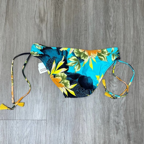 Lucky Brand Women's Multi Tropical Sunrise Tie Side Bikini Swim Bottoms sz XS - Picture 3 of 4